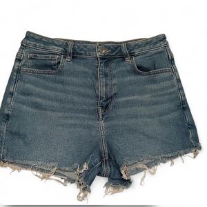 American Eagle Outfitters  Blue Frayed Hem Denim Shorts